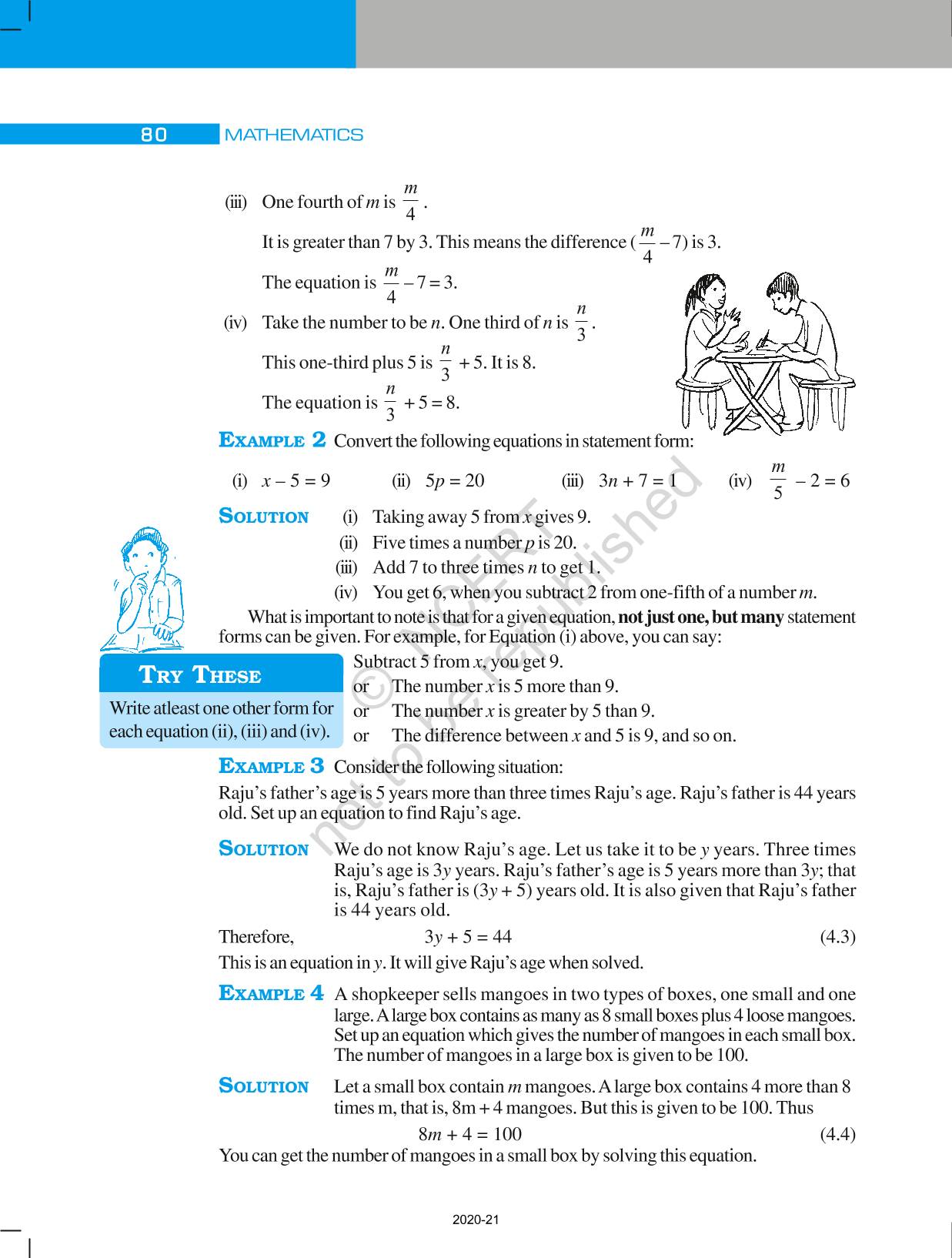 Simple Equations - NCERT Book of Class 7 Mathematics